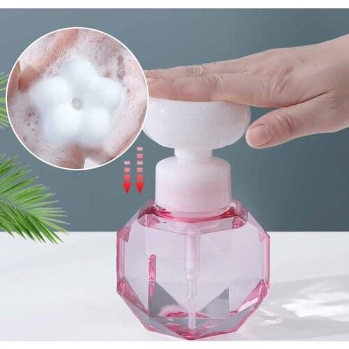 1PC 300ml PETG Liquid Soap Dispenser Flower Shape Foaming Pump Bottle Plastic Empty Foam Clear Bottle Shower Gel Storage Bottle