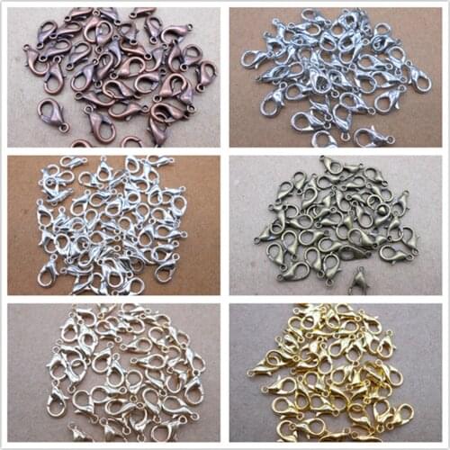 100 PCS/lot 12*6mm Alloy 7-color Lobster Clasp Hooks for Necklace and Bracelet Chain DIY Fashion Jewelry Discovery