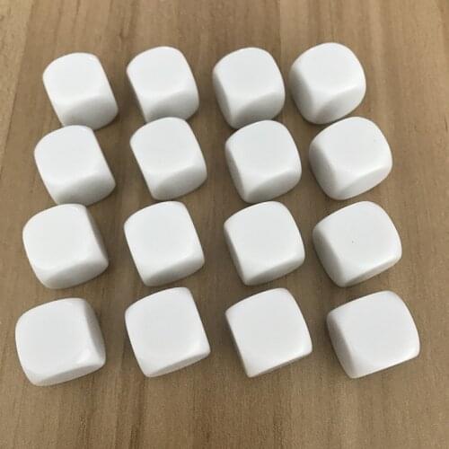 100 Pcs/Lot 16mm Blank Dice D6 Acrylic White Rounded Corner Blank Dice Write And Carving Children Teaching Game Boardgame New