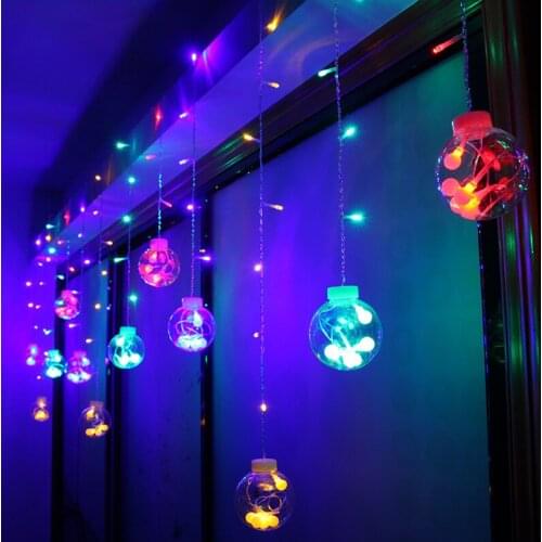 138LED transparent big ball crystal wish ball curtain light wedding Christmas decoration lantern string light