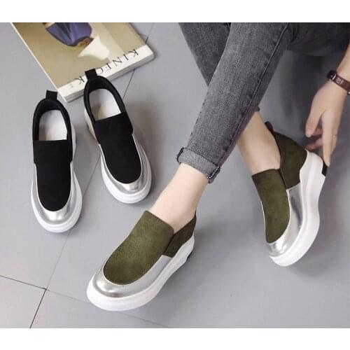 208New Women Casual Shoes Height Increasing Zipper Breathable Women Walking Flats Trainers Shoes Autumn Platform 35-42