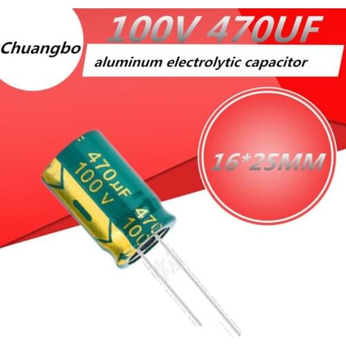 5pcs Higt quality 100V 470UF 16*25MM low ESR/impedance high frequency aluminum electrolytic capacitor 100V 470UF 16*25MM