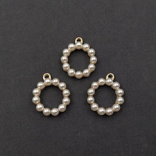 50pcs Circle Ring Pendant Pearl Rhinestone Jewelry Appliques Flatback Buckle Brooch Shoes Bag Wedding Hairpin Hair Clip Decor