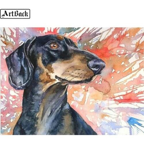 5d diamond painting dog watercolor animal full square drill diamond mosaic resin 3d round decorative sticker