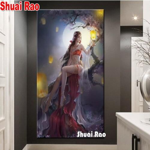 5d diy diamond painting Moon Tree Fairy diamond embroidery Fantasy Forest 3d Pictures full Square Round drill Mosaic,Large Size