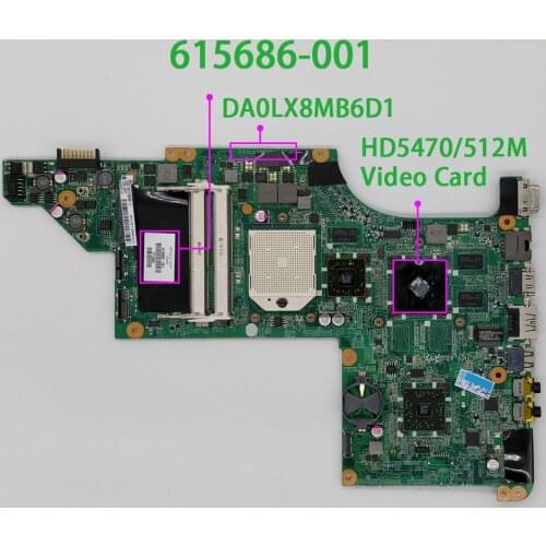 615686-001 DA0LX8MB6D0 w HD5470/512M GPU DDR3 for HP Pavilion DV7 DV7-4000 Series Laptop NoteBook PC Motherboard Mainboard
