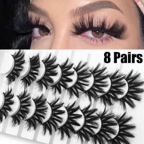 8 Pairs Faux Mink Hair 3D False Eyelashes Set Natural Long Volume Fluffy Fake Eyelash Makeup Lashes Extension Beauty Tools
