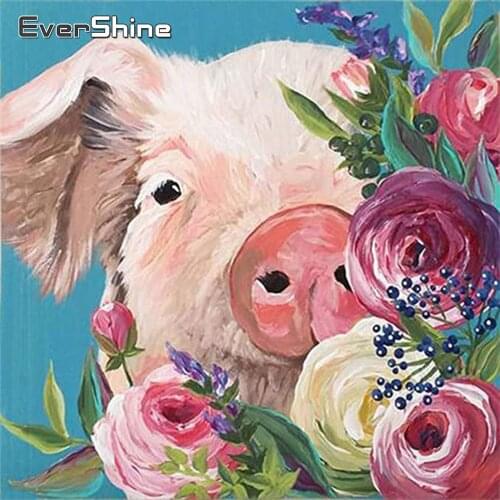 EverShine Diamond Painting Pig Cross Stitch Kits Diamond Mosaic Animals Picture Rhinestones Handmade Art Set Sale Home Decor