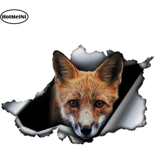 HotMeiNi 13cm x 8.5cm Red Fox Car Sticker Torn Metal Decal Reflective Stickers Waterproof Car Styling Cartoon Car Decoration