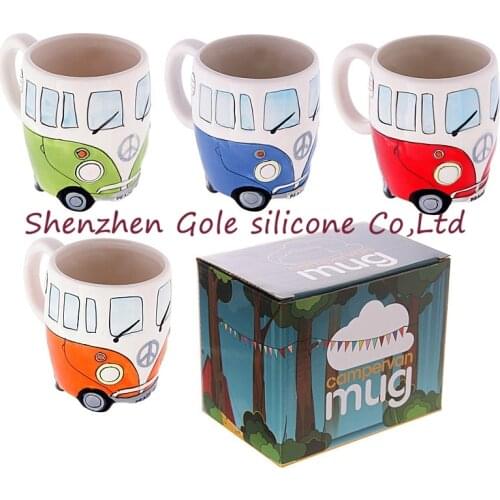 Free Shipping 1pcs/lot F1 Camper Van Adventures! Retro Car Mug Ceramic Hippie Coffee Mug with Gift Box