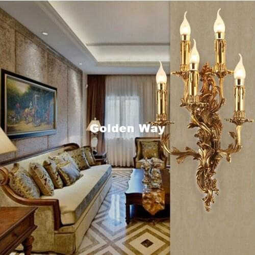 Free Shipping Retro Brass Lamp 110V~220V Indoor Lighting Wall Lamp E14 Bedroom Wall Lighting Antique Bronze Living Room Lights