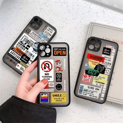 ZUIDID Retro Art Label Bar Code Phone Case For iPhone 11 Pro 12 XS MAX 7 XR X SE 20 8 6 Plus Clear Black Hard Cover Matte Fundas