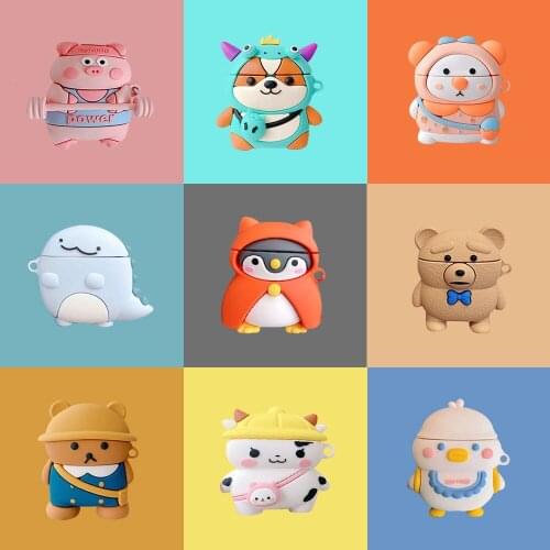 Earphone Case For Airpods pro 2 3 Case Silicone Cute Dog Pig Cartoon Cover For Air pods 1 Bluetooth Earbuds Earpods Case