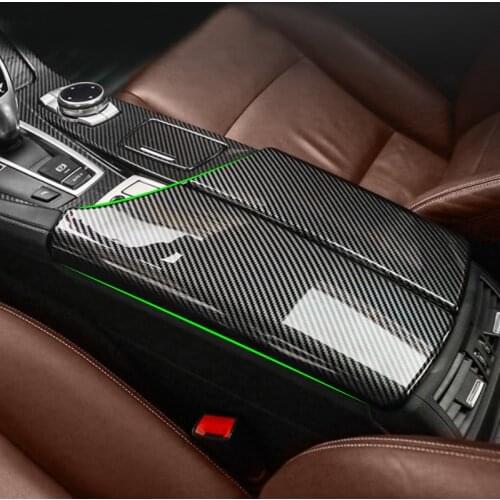 Car Carbon Fiber Texture Center Console Armrest Box Pad Cover For BMW 5 Series F10 F18 2011 2012 2013 2014 2015 2016 2017