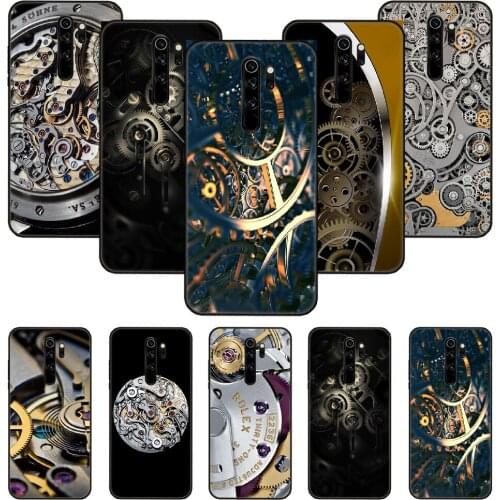 Phone Case For Xiaomi Redmi Note 8 8T 7 7A 9 9S 8A 4 5 Pro Black Cover Coque Art Prime 3D Bumper Luxury Funda Mechanical Gears