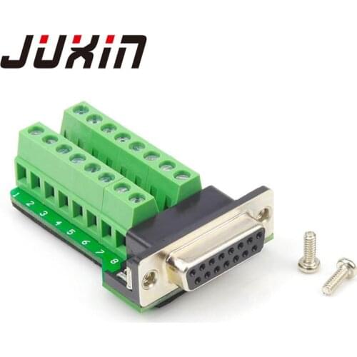 DB15 Connectors D-SUB15 Male 2 Row 15 Pin Plug Breakout Terminals Board Connector Nut Type DB15 female No welding connector DIY