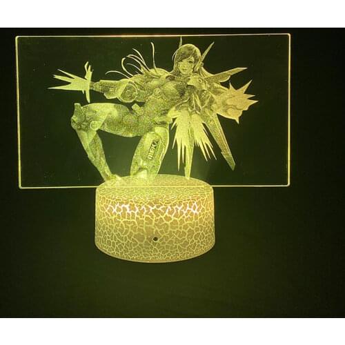 Game Night Light Kids LED 3D Picture Lamp Overwatch DVA Nightlight Bluetooth Speaker with Remote Room Decor Teenager Fans