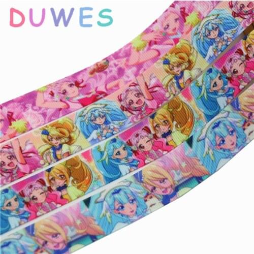 DUWES 50yards japan pretty cure printed grosgrain Ribbon Accessory hairbow headwear decoration Wholesale OEM DIY D835