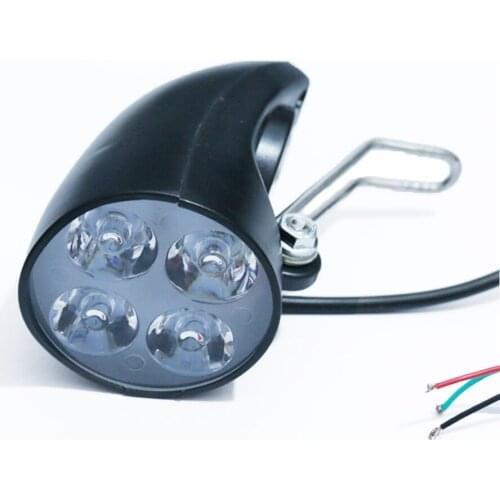 36V 48V eBike Light Scooter Lamp Electric Bicycle 4 LED Front Headlight Ultra-Bright Spotlight with Horn