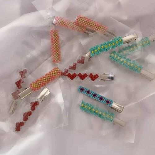 Candy color love heart beaded headwear barrettes hair accessories