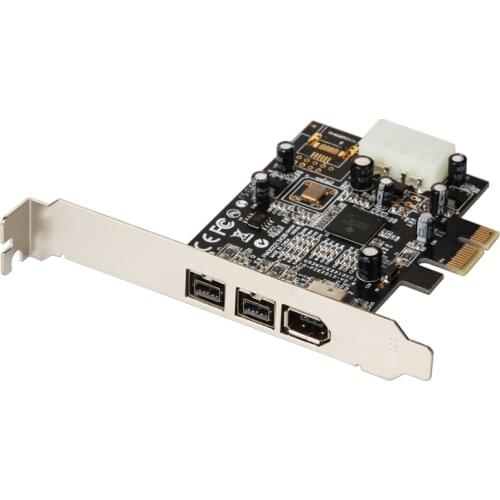 H1111Z Add On Card PCI Express 3 Port Firewire 1394B & 1394A PCIe 1.1 x1 Card TI XIO2213B Chipset 1394 Cable Video Capture Card