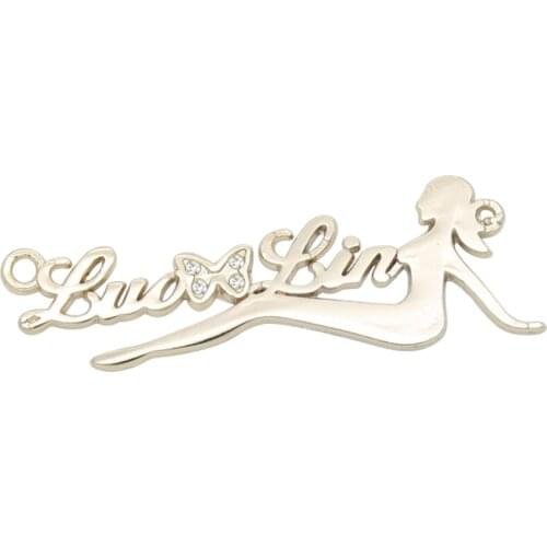 Customized Metal Sewing Tags For Woven Garment Bags Custom Metal Logo Label Personalized Name Tags Leader Labels For Clothing