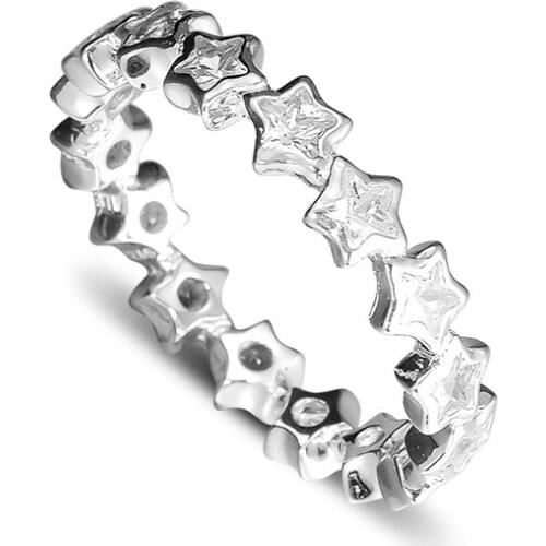 Starshine Rings 100% Authentic 925 Sterling-Silver-Jewelry with Clear CZ Free Shipping