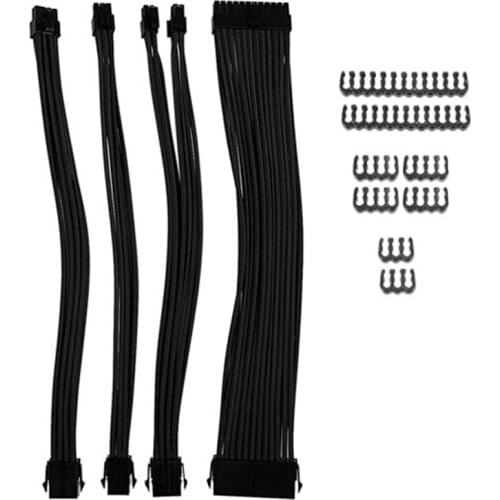 Basic Extension Cable Kit, 1Pcs ATX 24Pin/EPS 4+4Pin/PCI-E 8Pin/PCI-E 6Pin Power Extension Cable Kit