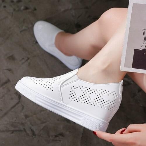 Hidden Wedge Sneakers Women Fashion Running Shoes 8cm Wedge Platform Shoes Summer Breathable Gym Shoes Women White Sneakers