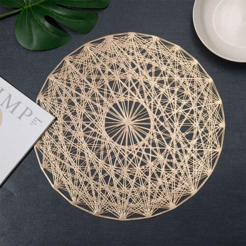 Round PVC Placemat Table Mat Household Hexagram Pattern Pads Hollow Out Heat Insulation Pad Decorative Mat Bowl Mats Home Decor