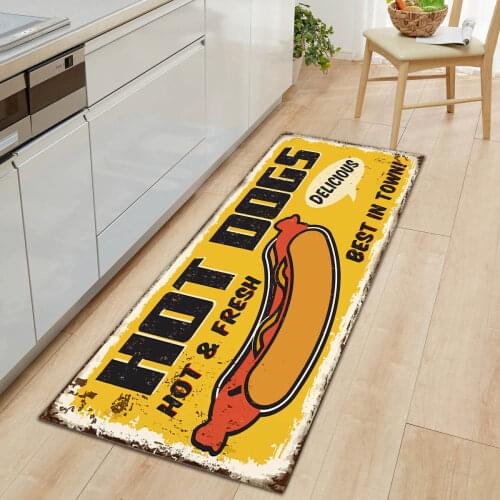 Food Kitchen Carpet Mats Flannel Non-slip Entrance Door Mat Carpet Soft Floor Rugs for Living Room Bathroom Kitchen