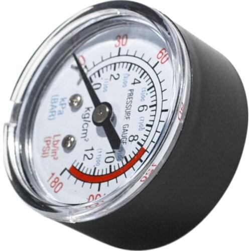 Bar Air Pressure Gauge 13mm 1/4 BSP Thread 0-180 PSI 0-12 Manometer Double Scale For Air Compressor Iron Diameter about 52mm