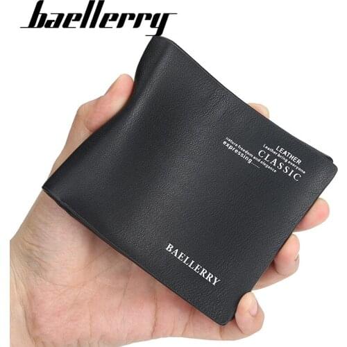 Baelerry Leather Men Wallets 2 Colors Short Lettrt Design Male Multi-Card Holder Small Coin Wallet for Men Quality Assurance