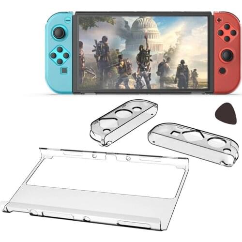 New Transparent Crystal Protective Case Anti-Scratch Protective Cover for Nintendo Switch OLED With Stand