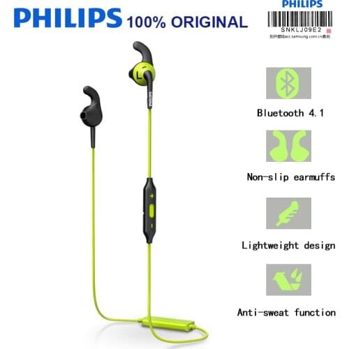 Philips SHQ6500 Original Bluetooth Wireless Earphone Sport Waterproof Earphone with Microphone for Phone and Music Official Test
