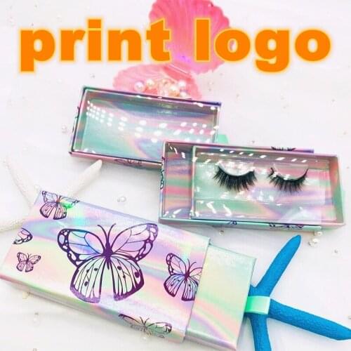 Print logo Butterfly pull box 25mm False Eyelashes Packaging Box Lash Boxes Fake 3D Mink Lashes Case empty custom logo lash box