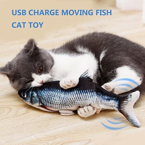 Moving Fish Toys for Cats Chewing Playing Cat Electronic USB Charger Toy Interactive Moving Fish Wagging Toy