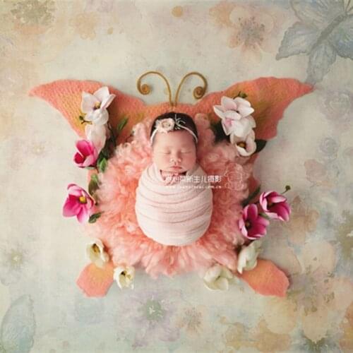 Newborn Photography Props Animal Patttern Felted Wool Blanket Baby Rug Wool Layer Posing Backdrops Cute Butterfly