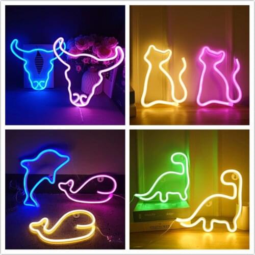 Cat Shaped Neon Night Wall Hanging Light USB or Battery Holiday Light for Bar Bedroom Decoration Christmas Wedding Party Gift