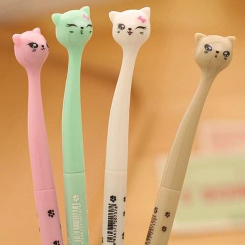 10 pcs/lot Bow Cat Gel Ink Pen 0.5mm Cute Candy Color Maker Pen School Office Supplies Kids Gifts Random Color