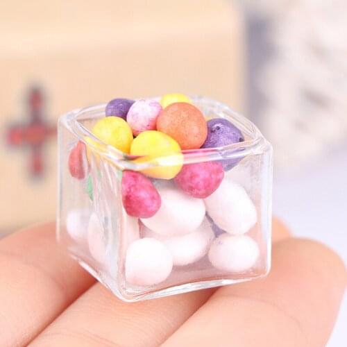 1 Pc 1:12 Scale Glass Dollhouse Miniature Candy Fruit Jar Collectible Box Storage Box Jar Model