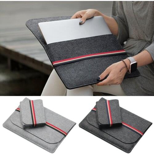Besegad Felt Sleeve Storage Bag Cover W Charger Pouch Case Shell for Apple MacBook Imac Air Pro Lenovo Dell Laptop 11 13 15 Inch