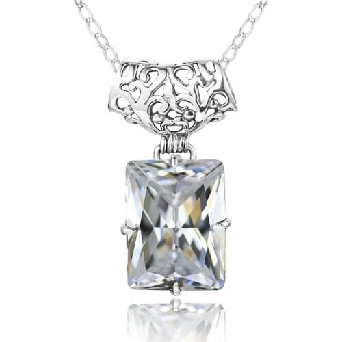 Solid 925 Silver Color Real Diamond Necklace Pendant For Women Wedding Bizuteria Gemstone Jewelry Pendants S925 Female Jewellery