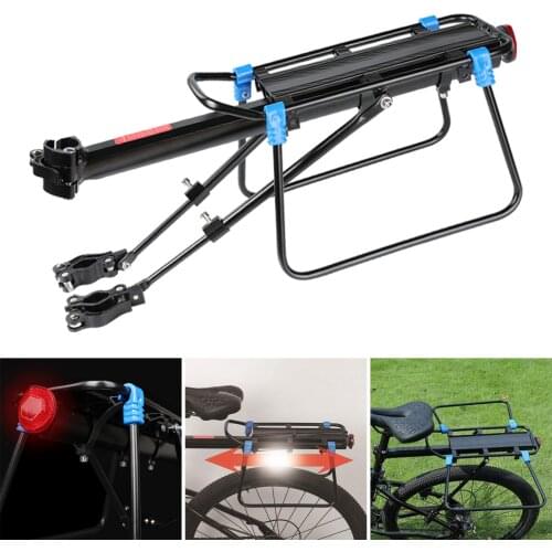 Bike Rack Aluminum Alloy Luggage Rear Carrier Trunk for Bicycles MTB Bike Rear Shelf Cycling Bicycle Racks with Safety Light
