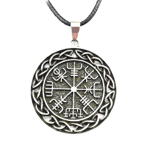 Viking Vegvisir Compass With Endless Knots Vintage Necklace Mens Womens Pagan Jewellery