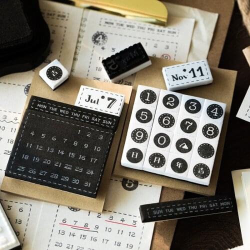 Vintage Year Calendar Numbers Decoration Stamp Sponge Rubber Stamps For Scrapbooking Stationery DIY Craft Standard Stamp