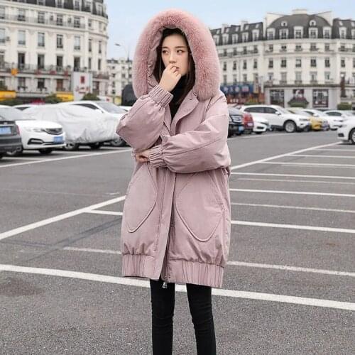High-end White Duck Down Coats Women Long Hooded Winter Jackets Woman New Plus size Loose Down Coats Parka Thicken Warm Overcoat