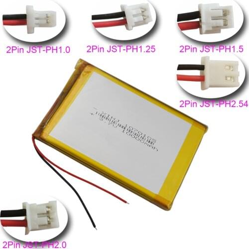 XINJ 3.7V 10000mAh Polymer Rechargeable Li Battery Lipo 1070105 2Pin JST-PH 1.0 1.25 1.5 2.0 2.54mm Plug For GPS Tablet PC