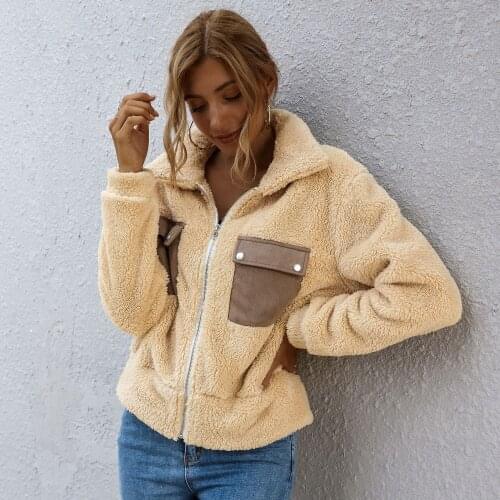 Fall Winter New Womens Jacket Loose Faxur Fur Coat Warm Soft Zipper Long Sleeve Fleece Plush Cardigan Jackets Casual Outwear