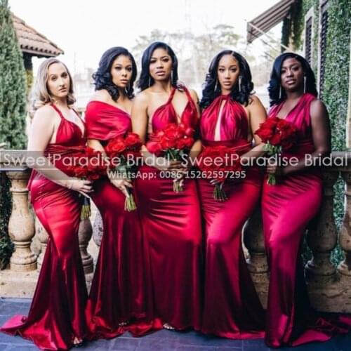 Cheap Royal Blue Mermaid Bridesmaid Dresses Long African Women Off Shoulder Wedding Party Dress Robe De Soiree De Mariage